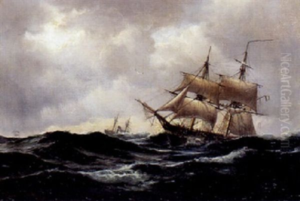 Skibe I Hoj So Oil Painting by Carl Locher
