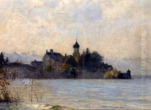 Wasserburg, Bodensee Oil Painting by Franz Loeffler