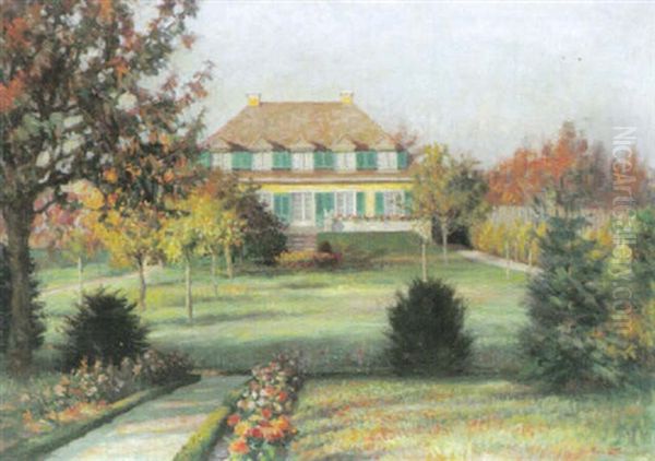 Blick Auf Malerisches Privathaus In Nonnenhorn Oil Painting by Franz Loeffler