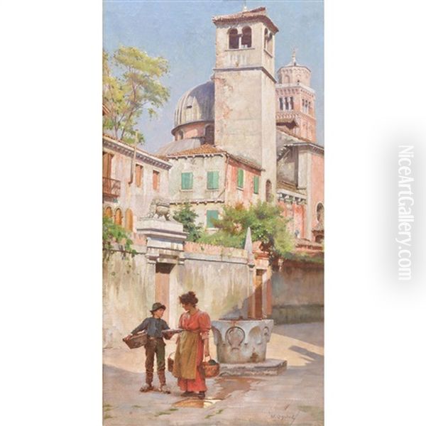 Conversation By The Well Oil Painting by Logsdail William