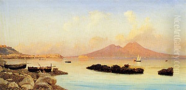 Veduta Di Napoli Oil Painting by Francesco (Luigi) Lojacono