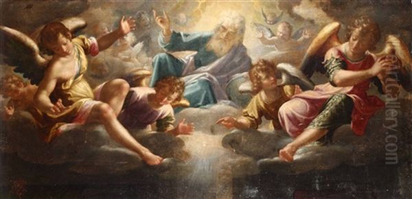 Padre Eterno Fra Gli Angeli Oil Painting by Aurelio Lomi