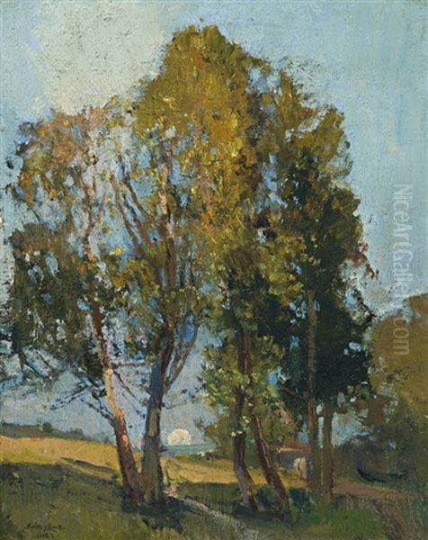 Moonrise Through The Trees Oil Painting by Sydney Long