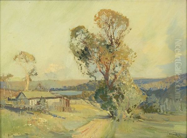 Early Homestead, Narrabeen Lakes, New South Wales Oil Painting by Sydney Long