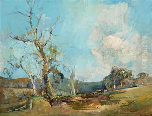 Australian Pastoral Oil Painting by Sydney Long