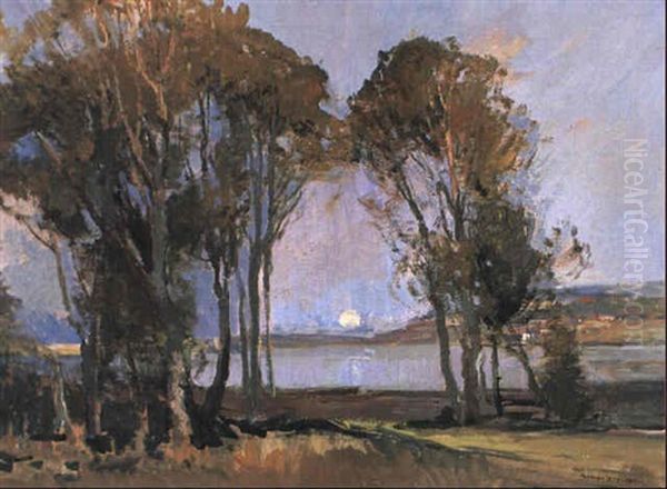 Moonrise Over Narrabeen Lakes Oil Painting by Sydney Long