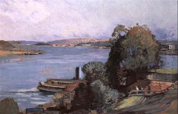 Potts Point, Sydney Harbour Oil Painting by Sydney Long