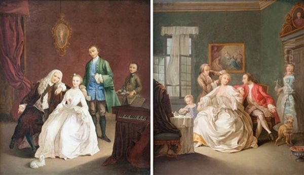La Lecture De La Lettre (+ Femme A Sa Coiffure; Pair) Oil Painting by Pietro Longhi