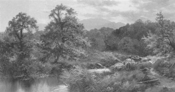 On The Llugwy, North Wales Oil Painting by Edgar Longstaffe