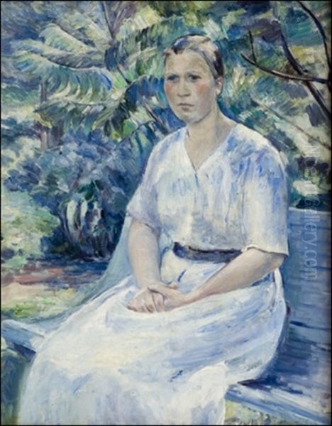 Istuva Daami Oil Painting by William Lonnberg