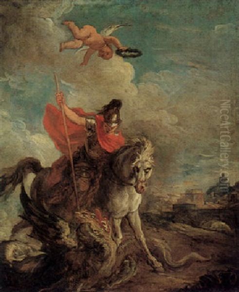 Saint George And The Dragon Oil Painting by Carle van Loo