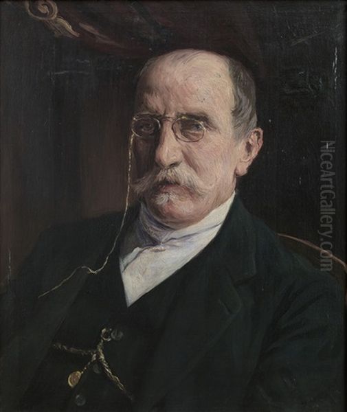 Retrato Del Escritor Eduardo Lopez Bago Oil Painting by Ricardo Lopez Cabrera