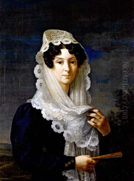 Dona Gertrudis De Compte Y De Brugat, Viuda De Sarda Molins Oil Painting by Vicente Lopez y Portana