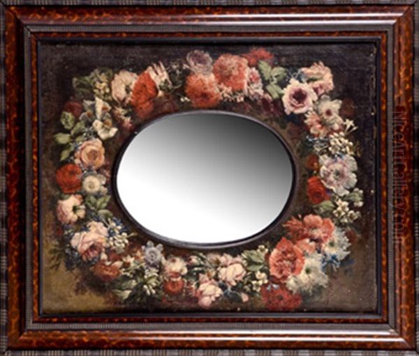 Guirnalda De Flores (w/mirror) Oil Painting by Gasparo Lopez