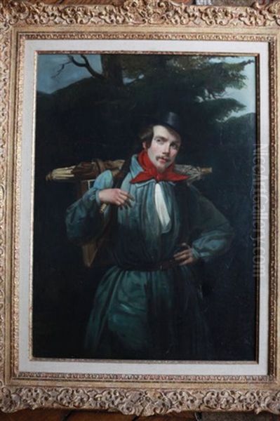 Autoportrait En Montagnard Avec Son Materiel De Peintre Oil Painting by Gabriel Loppe