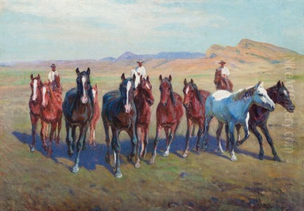 Round Up Oil Painting by Richard Lorenz