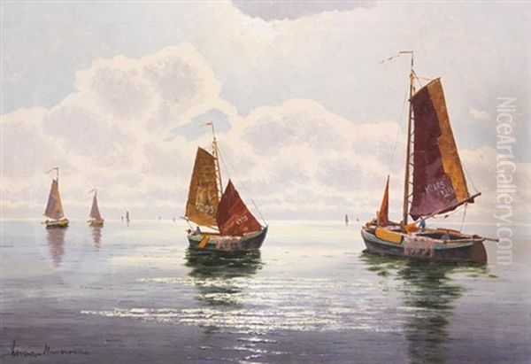 Fischerboote Oil Painting by Ernst Hugo Lorenz-Morovana