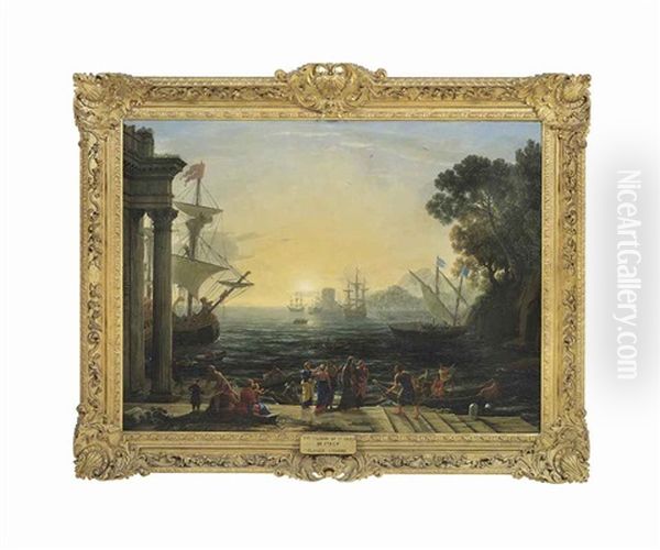 A Coastal Landscape With The Embarkation Of Saint Paula Oil Painting by Claude Lorrain