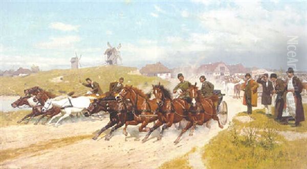 The Horse Race Oil Painting by Waldemar Los