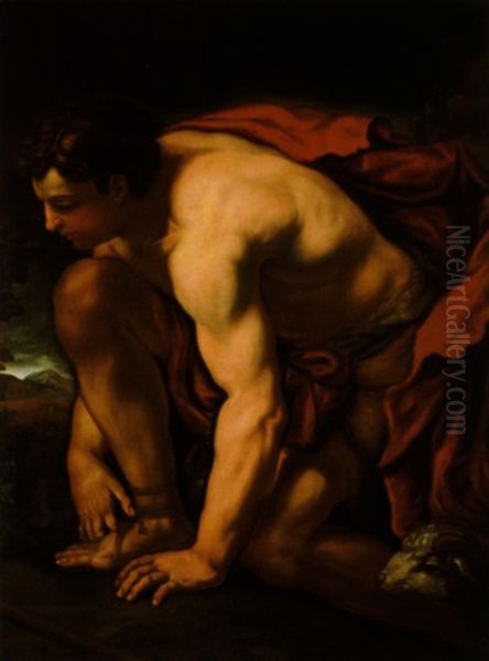 Figura Virile Semiginocchiata Oil Painting by Johann Carl Loth