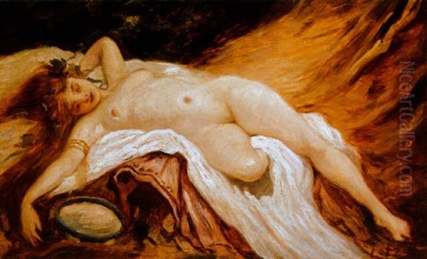 Bacchansno (bacchante) Oil Painting by Karoly Lotz