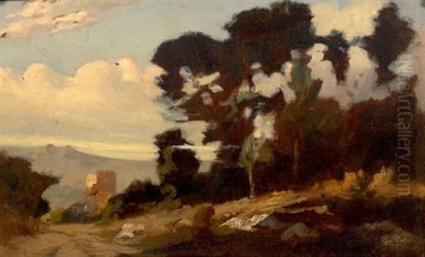 Paysage Du Sud De La France Oil Painting by Emile (Charles Joseph) Loubon