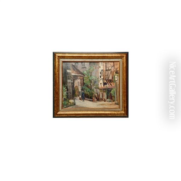 Untitled (street Scene) Oil Painting by Jeanne Lourier