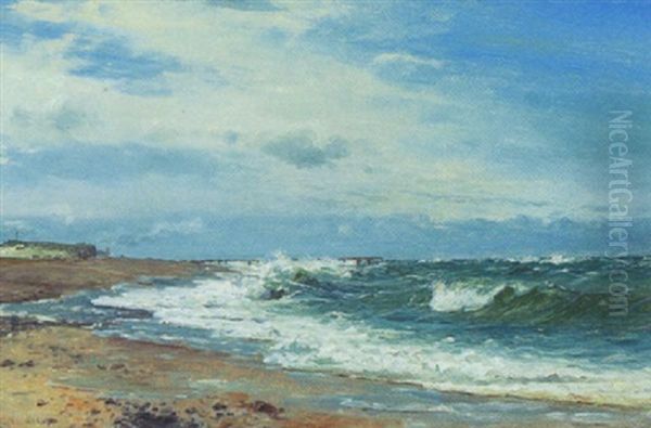 Vestjydsk Kystparti Med Braending Oil Painting by Holger Luebbers