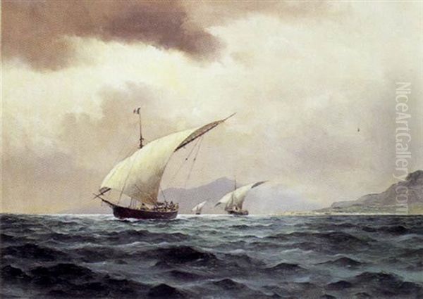 Marine Fra Middelhavet Ved Messina Oil Painting by Holger Luebbers