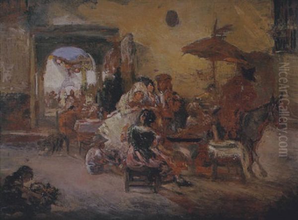 Vieja Friendo Churros Oil Painting by Eugenio Lucas Velazquez