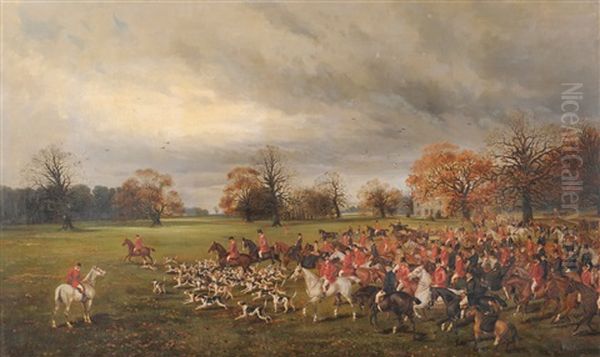 Atherstone Hunt - Cotton House Oil Painting by Henry Frederick Lucas-Lucas