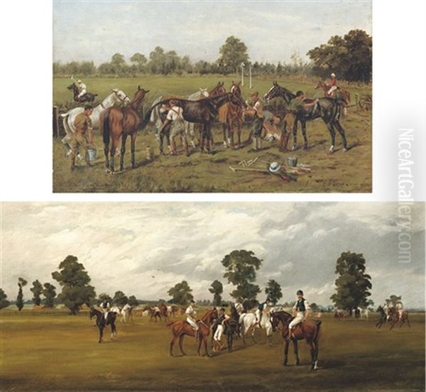 After The Chukka At Rugby (+ Polo At Rugby; 2 Works) Oil Painting by Henry Frederick Lucas Lucas