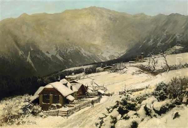 Winter Im Riesengebirge Oil Painting by Carl Julius E. Ludwig