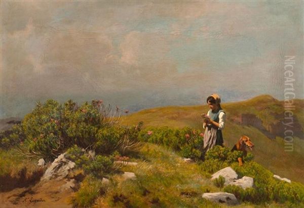 Alpenmadchen Oil Painting by Albert Lugardon