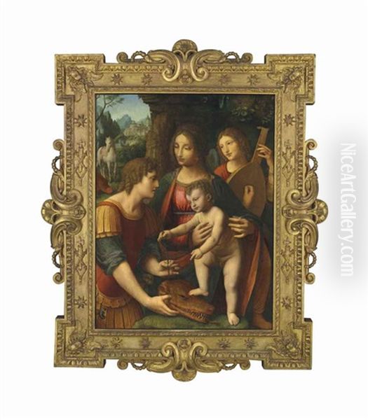 The Madonna And Child With Saint George And An Angel Oil Painting by Bernardino Luini