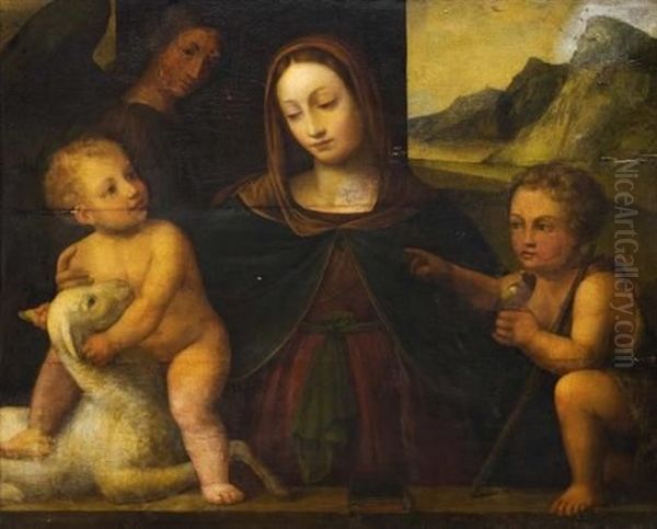 Maria Mit Den Christus- Und Johannesknaben Oil Painting by Bernardino Luini