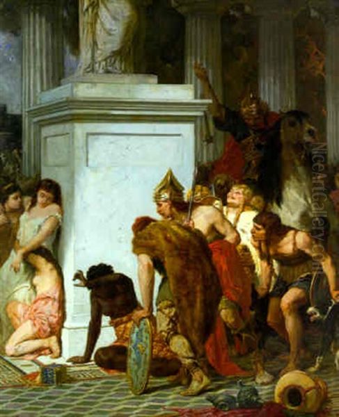 La Conquete De Rome Par Les Gaulois Oil Painting by Evariste Vital Luminais