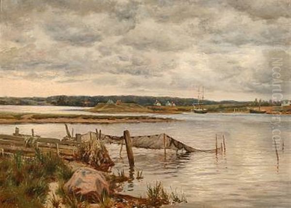 View From Svenborg Fjord Oil Painting by Emil Carl Lund