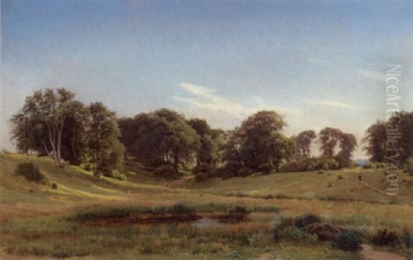 Bakket Landskab Ved Raadvad Oil Painting by Anders Christian Lunde