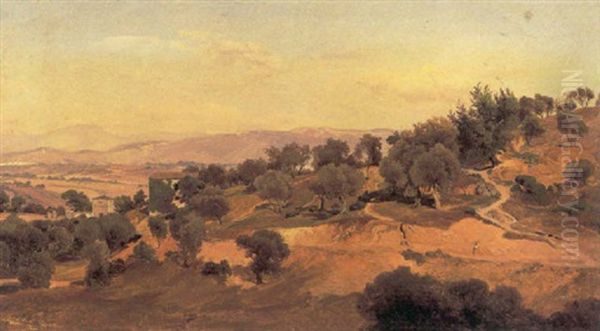 Italiensk Landskab, Narni Oil Painting by Anders Christian Lunde