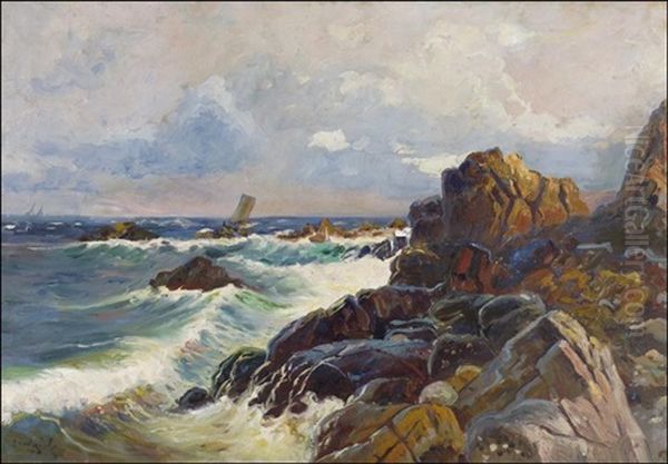 Rannikkopurjehdusta Oil Painting by Justus Lundegard