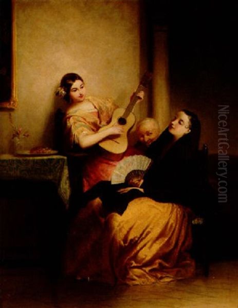 Spanskt Sallskap Oil Painting by Egron Sellif Lundgren