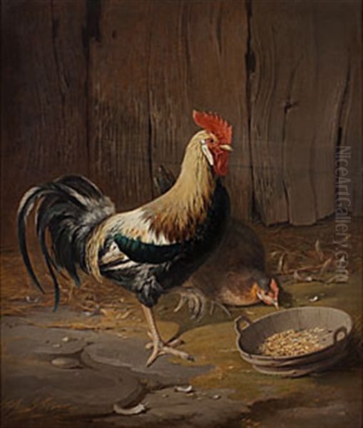 I Honsgarden Oil Painting by Theodor Lundh