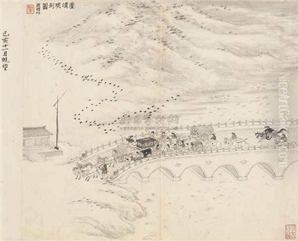 Farewell On Lugou Bridge Oil Painting by Luo Ping