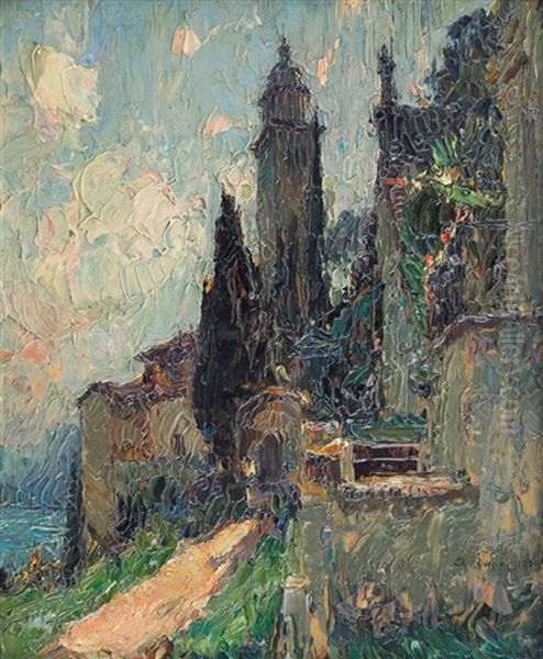 Chiesetta Con Scorcio Del Lago Oil Painting by Alessandro Lupo