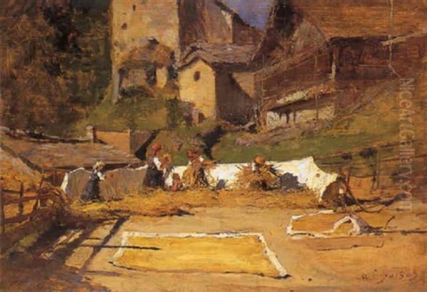 La Raccolta Del Fieno Oil Painting by Alessandro Lupo