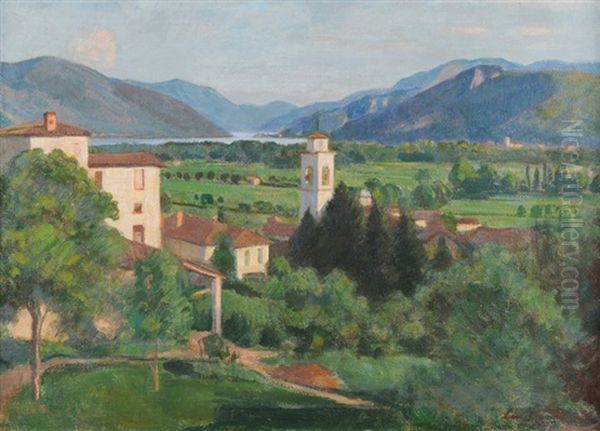 Sommerlandschaft (tessin) Oil Painting by Jean-Jacques Luscher