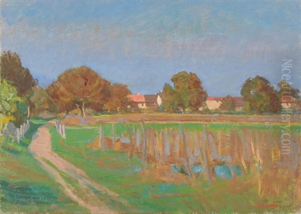 Feldweg Bei Riehen Oil Painting by Jean-Jacques Luscher