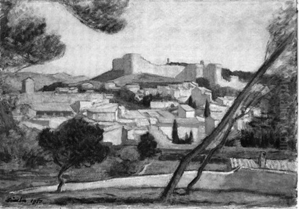 Villeneuve-les-avignon Oil Painting by Jean-Jacques Luscher