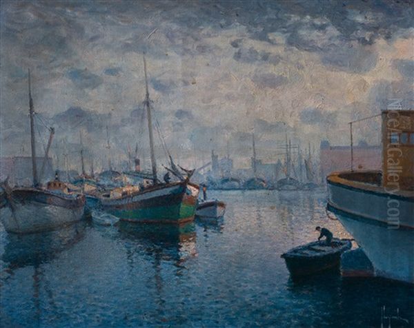Puerto Oil Painting by Justo Maximo Lynch